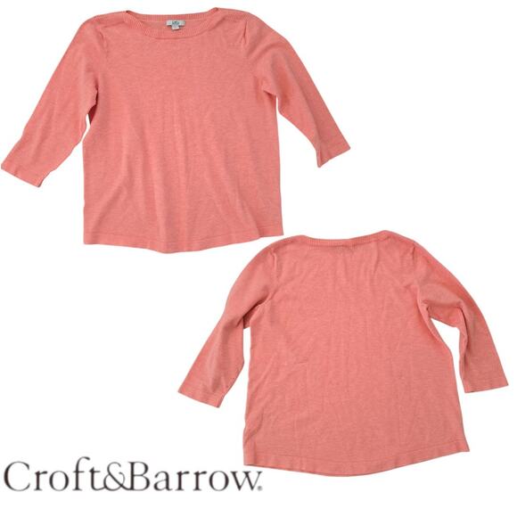 CROFT & BARROW Coral Orange Pull Over Sweater Women's Size Large - Picture 1 of 4